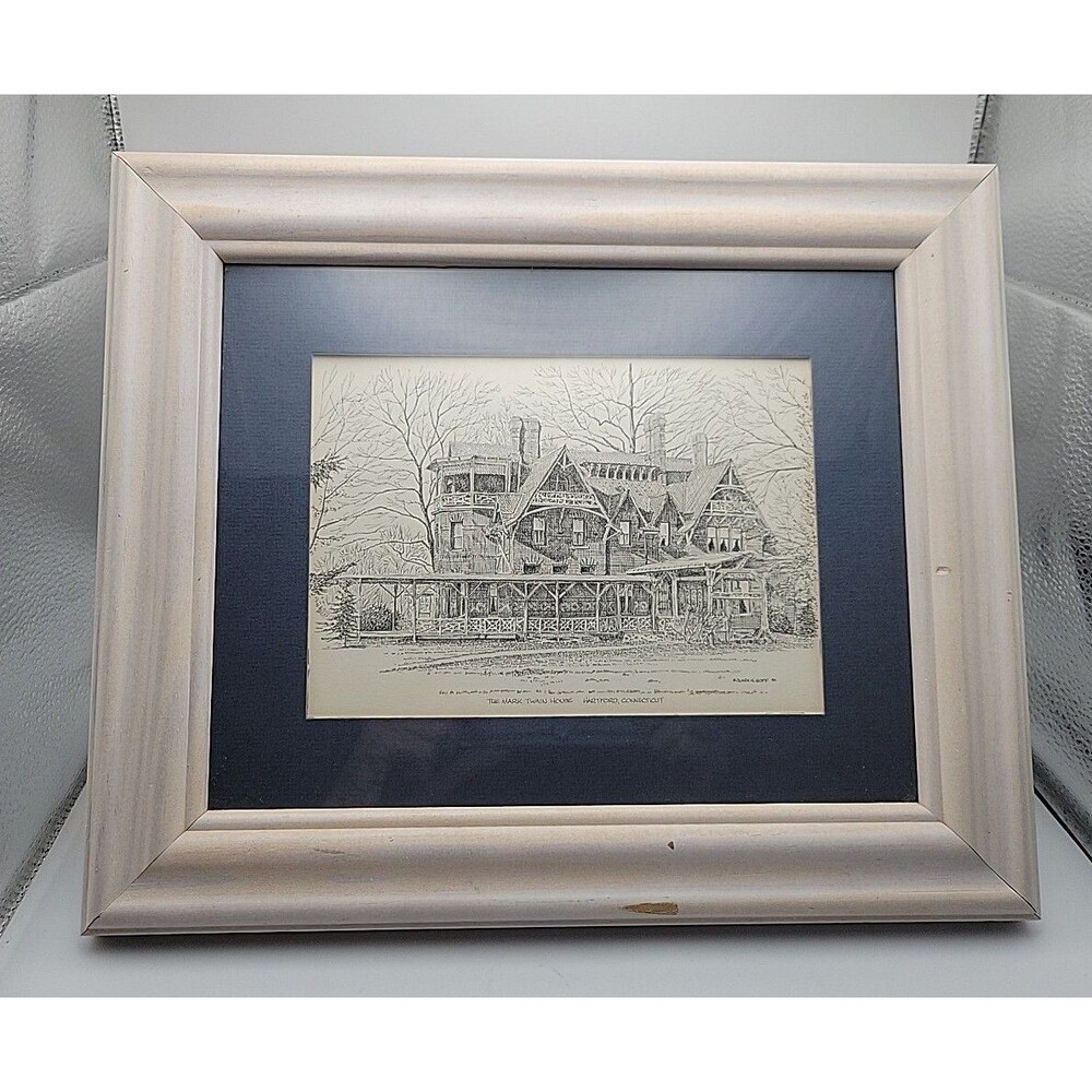 Vintage Framed Clark M Goff THE MARK TWAIN HOUSE Print 1981 ~ Goff Prints